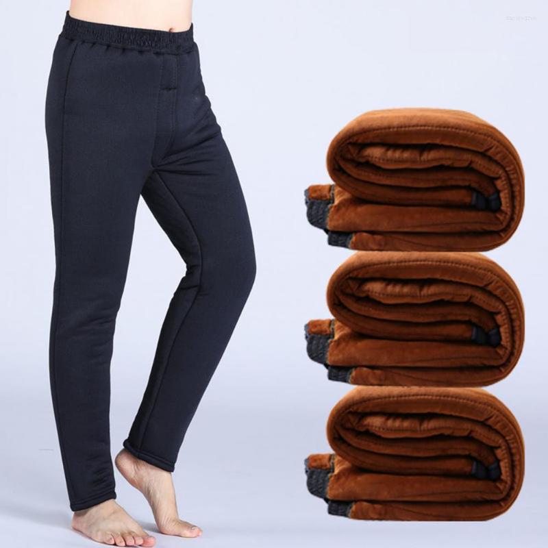 

Men's Pants Male Trousers Elastic Waist Sweatpants Pure Color Thermals Winter Men's Warm Casual Business Fashion, Navy blue