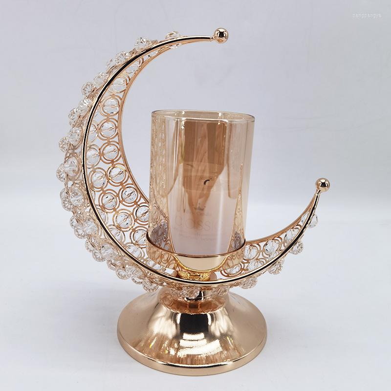

Candle Holders Eid Mubarak Moon Holder Creative Gold Plating Home Living Room Decorations Wedding Supplies