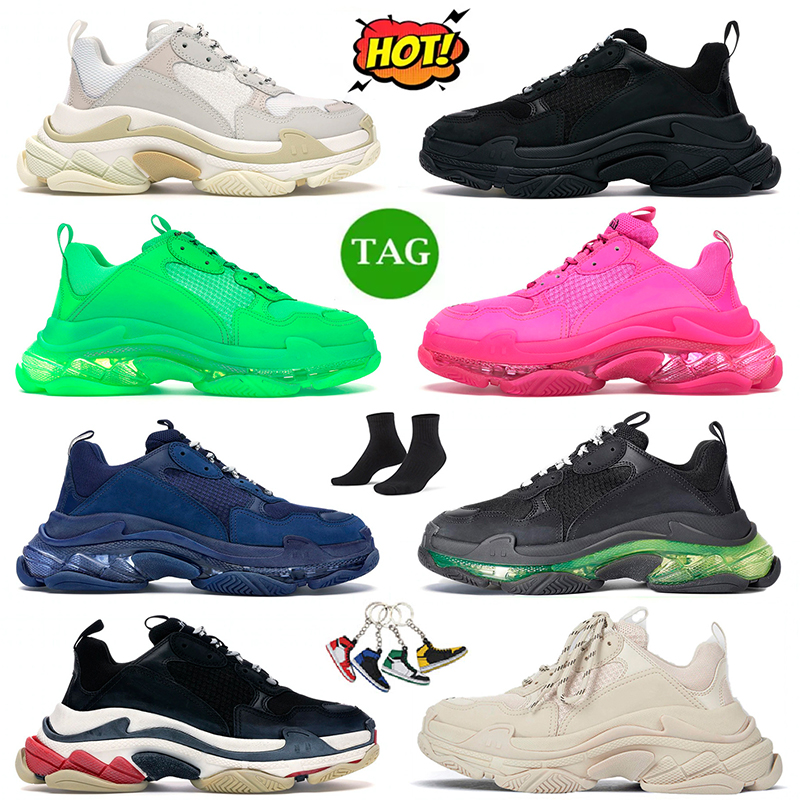 

Triple S Paris 17 FW Running Shoes Men Women White Black Luxury Designer Retro Platform Sneakers Crystal Bottom Trainers Dad Shoe, B8 clear sole 36-45