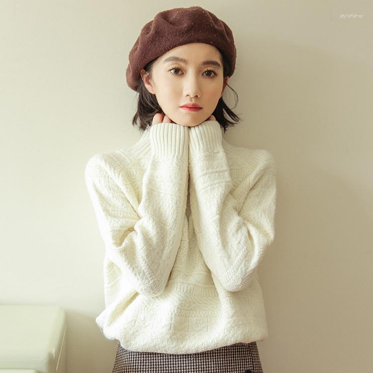 

Women's Sweaters Make Small Chic Wind In Winter Half A Turtleneck Female Loose Stereo Knit Sweater Set Of Restoring Ancient Ways, Sky blue