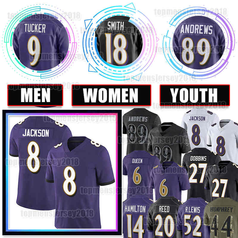 

8 Lamar Jackson Football Jersey Justin Tucker Roquan Smith Mark Andrews Rashod Bateman Baltimores Raven Marlon Humphrey Kyle Hamilton Odafe Oweh Ray Lewis 20 Ed Reed, Ncaa