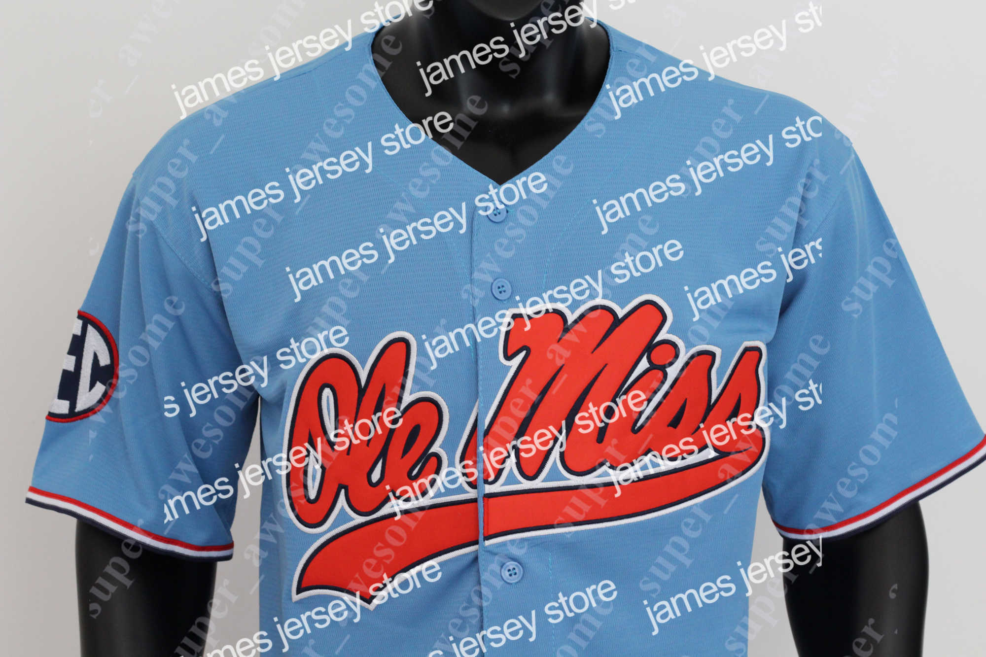 

James Jerseys 2022 Champions Ole Miss Rebels Baseball Jersey TJ McCants Jacob Gonzalez Anthony Servideo Peyton Cha, White 2022 champions patch