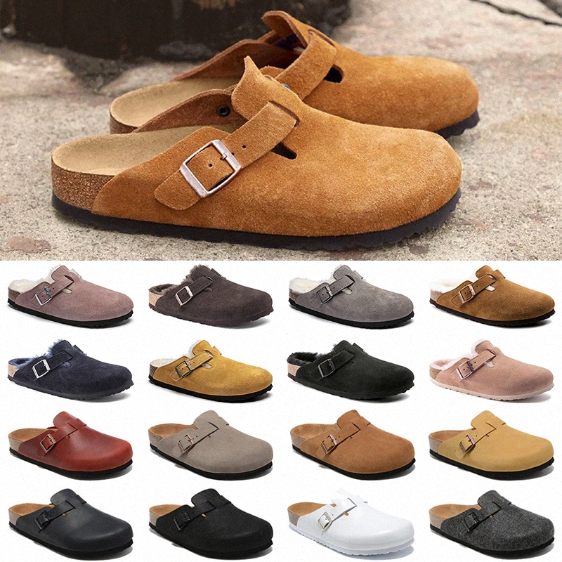 

LM Top Designer birk clogs men women Sandals boston autumn winter unisex Soft Leather felt naturals hombres mujeres Sliders Outdoor Indoor Buckle Clog z8Wn#