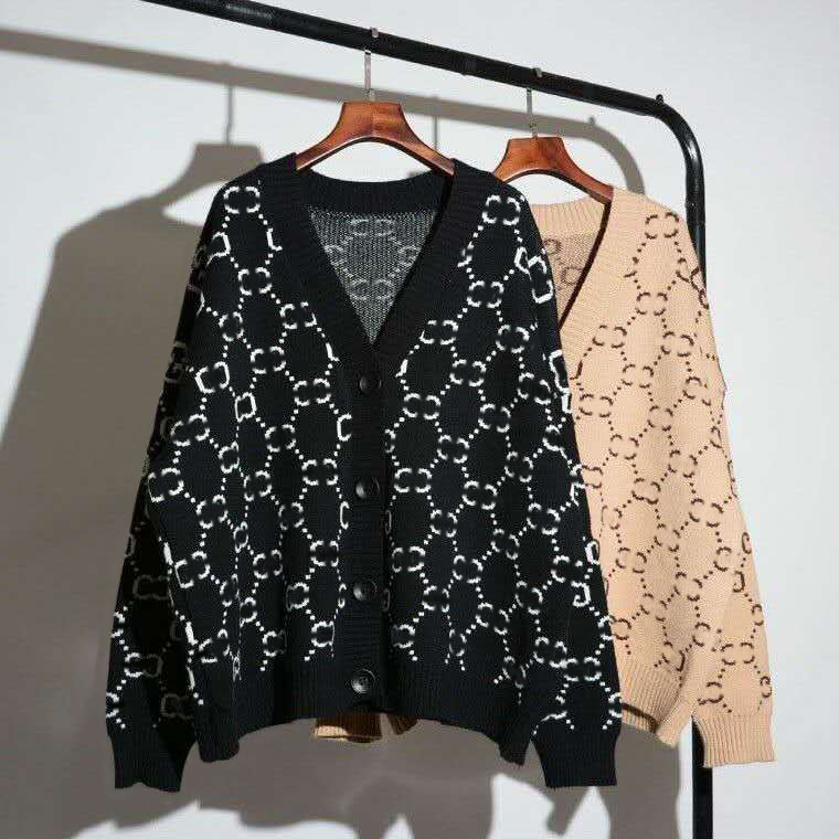 

Sweater Man Woman Cardigan Sweaters luxury Brands Lattice Buttons Knit V-neck Womens Fashion Letter Long Sleeve Clothes Pullover -L