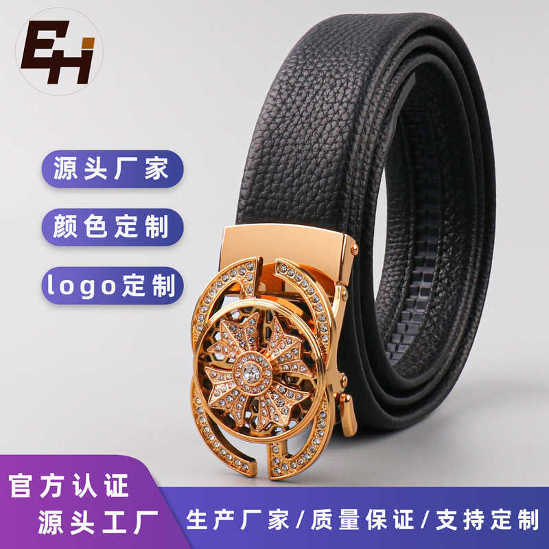 

Belts four leaf grass high-end two layer real cow Men's fashion casual suit pants belt, Black