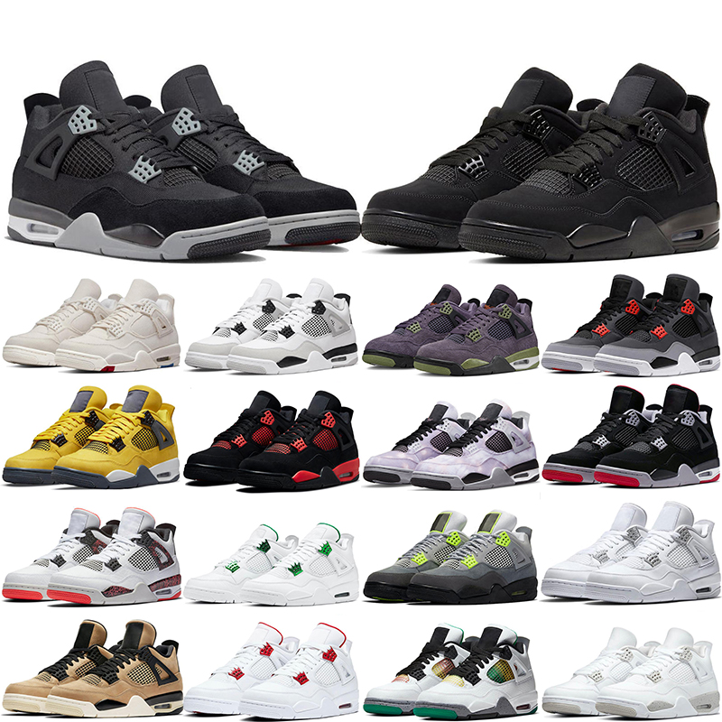 

shoes Basketball Jumpman 4 jorda 4s Sail Military Blak Canvas Bred Cool Grey Pure Money Mens tranier Jumpman4s Fire Red Sport Sneakers, #18 green metallic