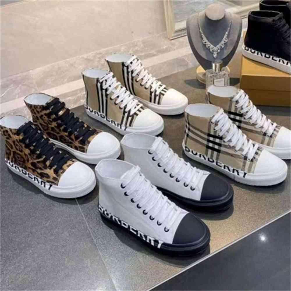 

2023 Mens Womens Designer Cotton canvas casual shoes Vintage Check High low Black Beige Runner burberry burbrerys Trainers Outdoor Sneaker Uvi, Color 12
