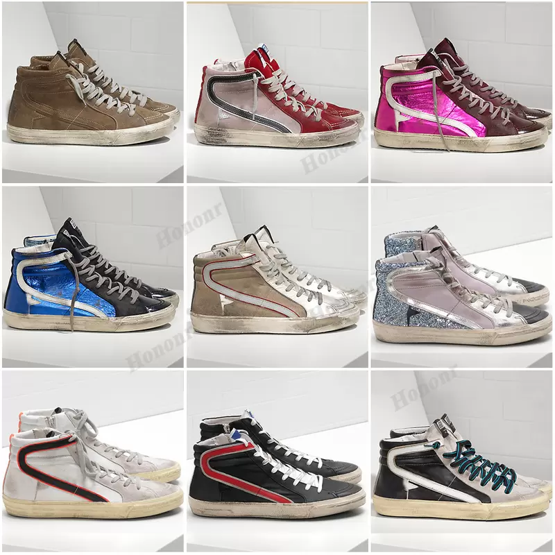 

NEW Designer Shoes Sneakers Casual Shoes Trainers Men Shoe Mid Slide Star High Top Luxury Italy Brand Goldens Gooses Sequin Classic White Do, Pewter