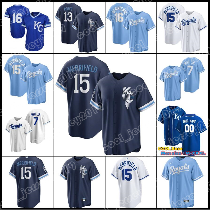 

Royals Baseball Jerseys Kansas 15 Whit Merrifield 7 Bobby Witt Jr. 16 Andrew Benintendi 5 George Brett 13 Salvador Perez 17 Hunter Dozier 8 Nicky Lopez 4 Alex Gordon City, Men custom cool base(huangjia)