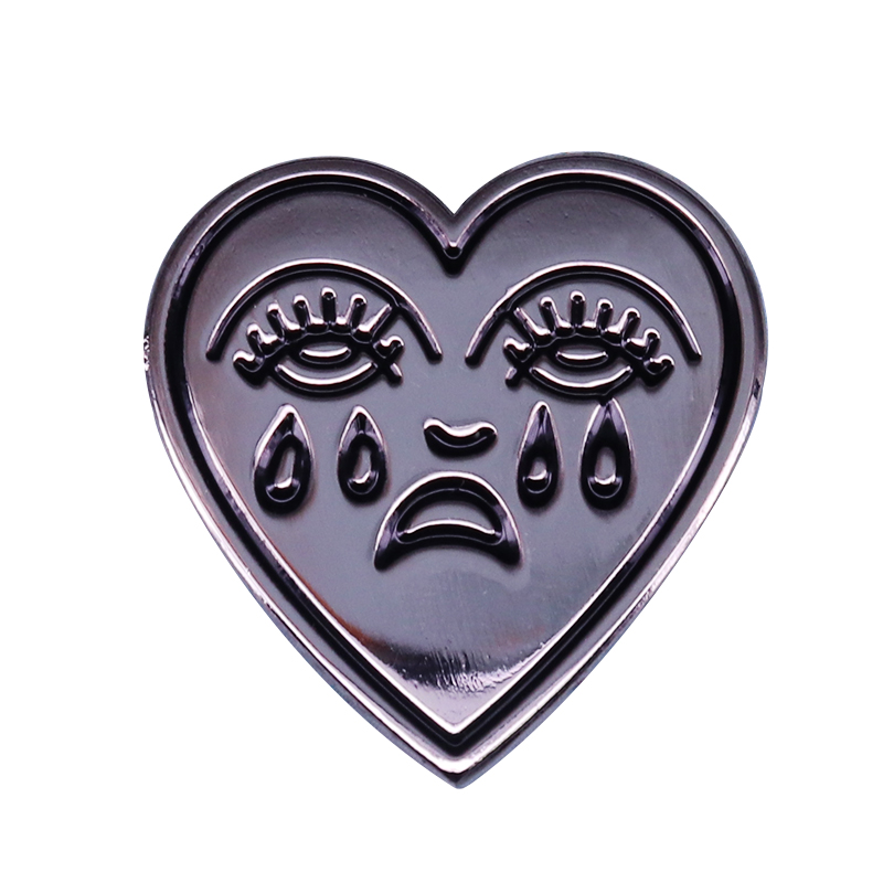 

heart shape enamel pin cry tears brooch funny badges cute accessory, As picture