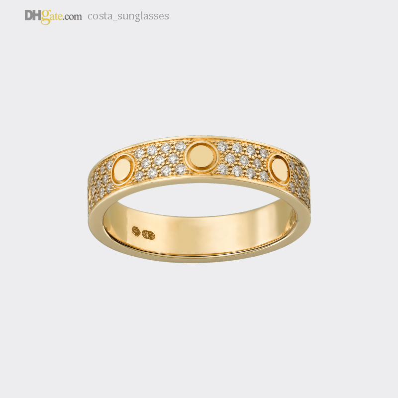 

Love Ring Designer Rings For Women/Men LOVE Wedding Gold Band Diamond-Pave Luxury Jewelry Accessories Titanium Steel Gold-Plated Never Fade Not Allergic 21582123