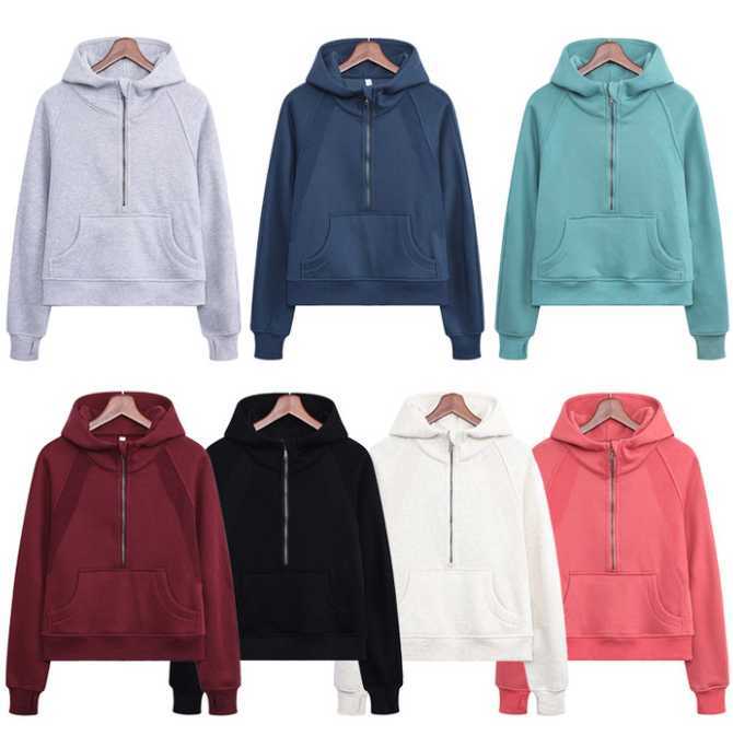 

Active Sets Women's Tracksuits Yoga Sweatshirt Scuba Lulus Half Zip Hoodies Outdoor Leisure Sweatshirts Gym Clothes Women Hooded Lu Tops Workout Fitness