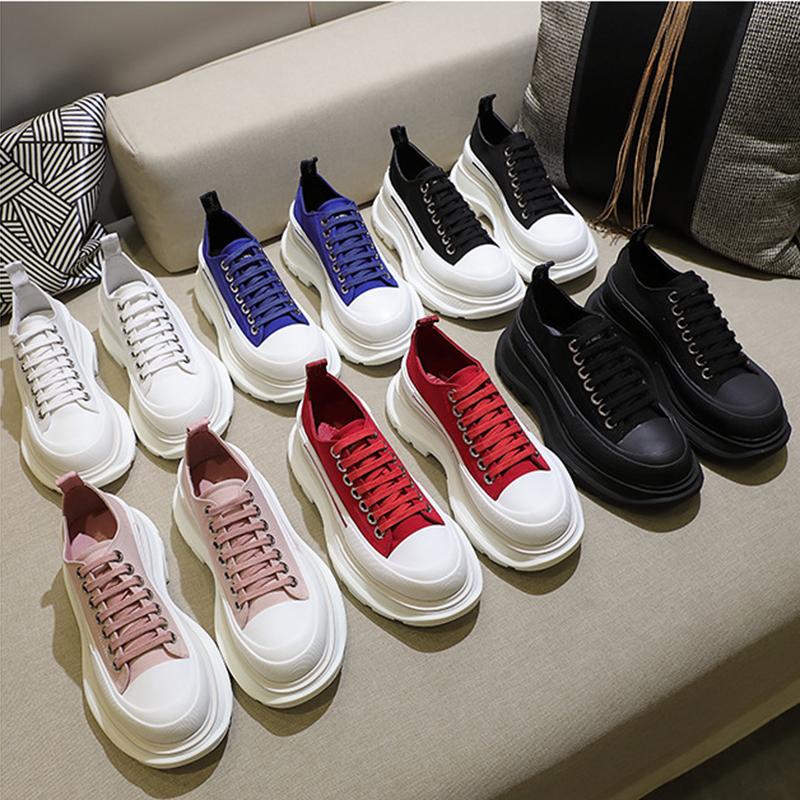 

2022 new Luxury Designer Casual shoes Tread Slick canvas sneaker High Low Platform triple black red white pale royal leather Rubber Lace-up women sneakers Trainers, 1 high black white