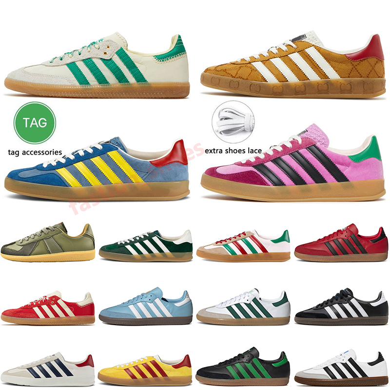 

Luxury Fashion Designer Casual Samba Shoes Vegan White Black Gum Red Gazelles Trainers Monogram Suede Pink Blue Wales Bonner Cream Green Platform Sneakers, #a6 wales bonner cream green 36-45