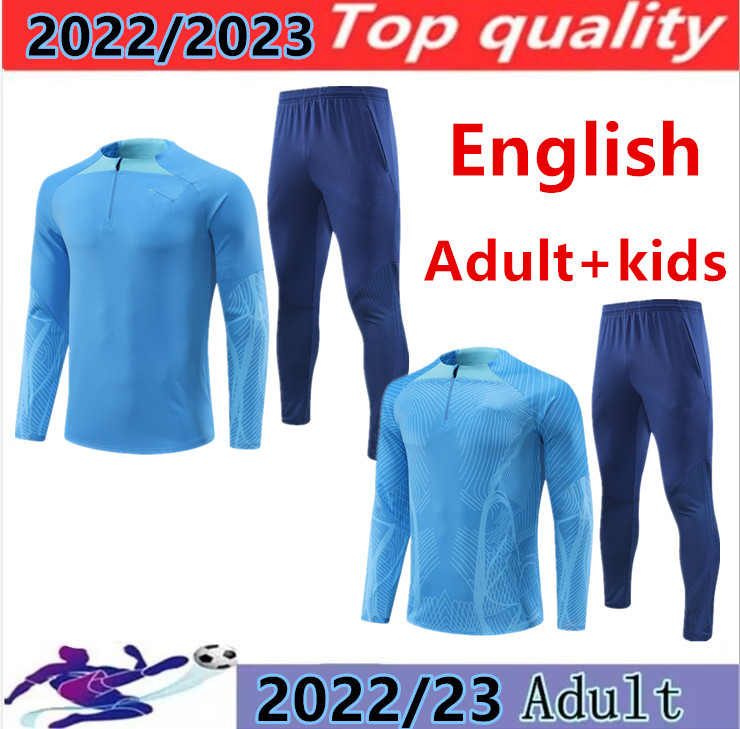 

22/23 New England Half Zip Tracksuit Training Wear Jogging Kit Soccer Jersey Kit Chandal Survement Maillots De Foot Adult Kids, Black