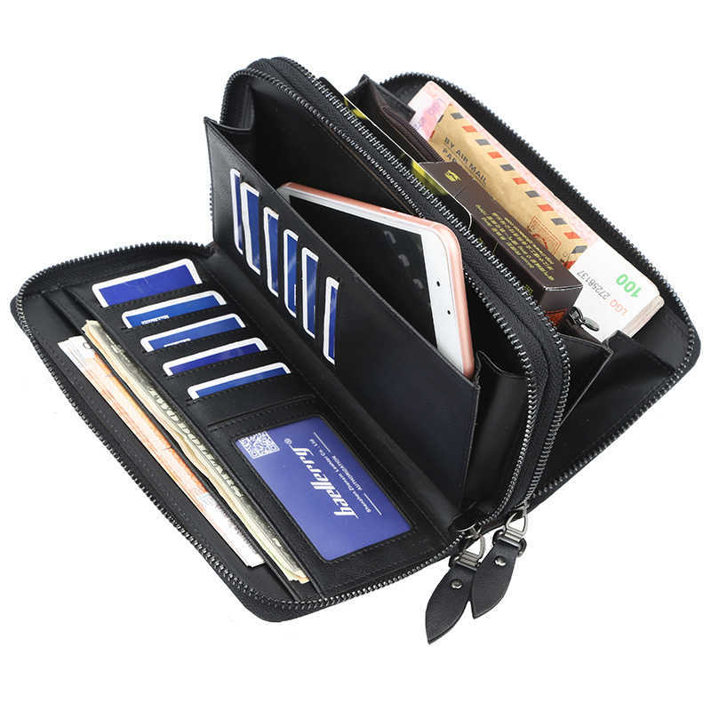 

Wallets 2022 Double Zipper Men Clutch Card Holder Leather Long Purse Men's Big Organizer Wallet for Men Phone Bag Male Luxury Carteras T221104, Style 3 coffee