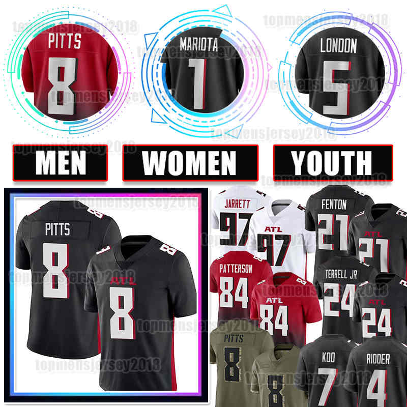 

8 Kyle Pitts Football Jersey Deion Sanders Rashad Fenton Atlantas Falcon Marcus Mariota Grady Jarrett A.J. Terrell Jr Drake London Cordarrelle Patterson Michael Vick, Men jersey(liey)