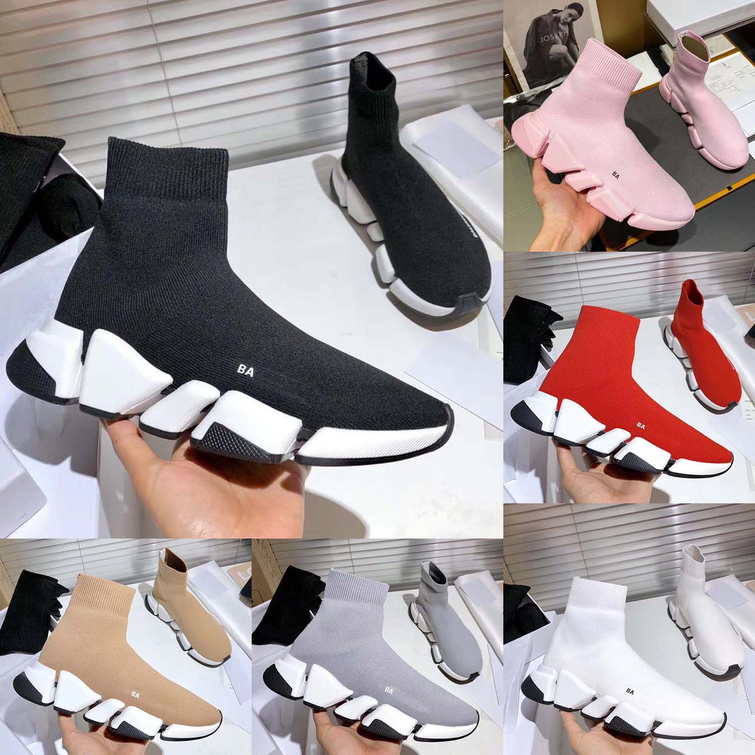 

2023 Spring New Boot Breathable High-top Socks Shoes Sports Elastic Leisure Couple Socks Tide Shoes Knitted Men's Shoes, Gold