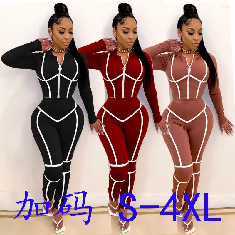 

Women' Two Piece Pants 48SM9110 Autumn Winter Women Casual Fashion Solid Print Long Sleeve Zipper Sports Set Tracksuit Sweatsuit Outfits, Black