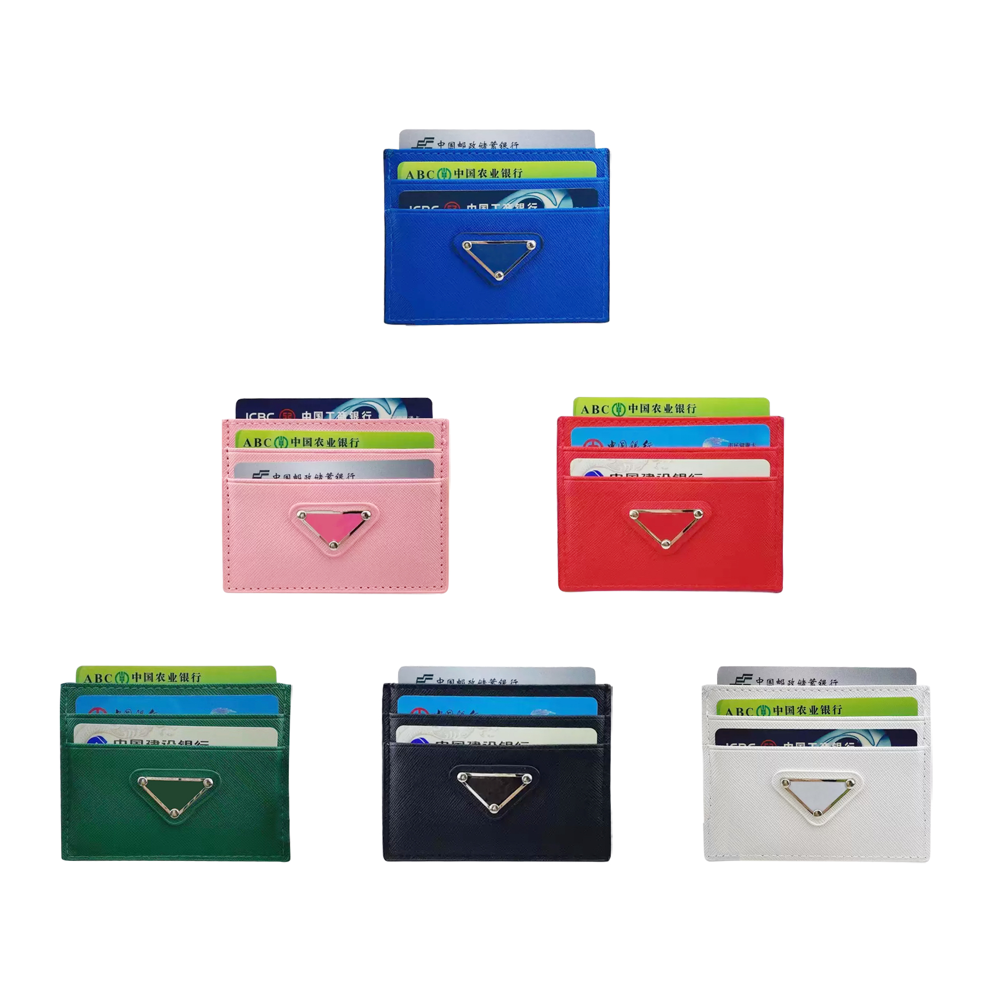 

Vintage With box triangle card holder wallets Luxurys Women's Mens designer Coin Purses Wholesale with brand logo Key pouch cardholder wallet real Leather Holders, White