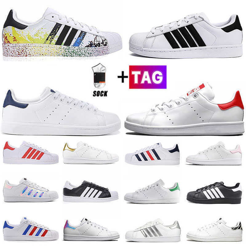 

Casual Shoes Fashion Sneakers Triple Iridescent White Black Green Blue Red Pink Metallic Silver Lush Red Low Stan Smith Men Women Flat, 23