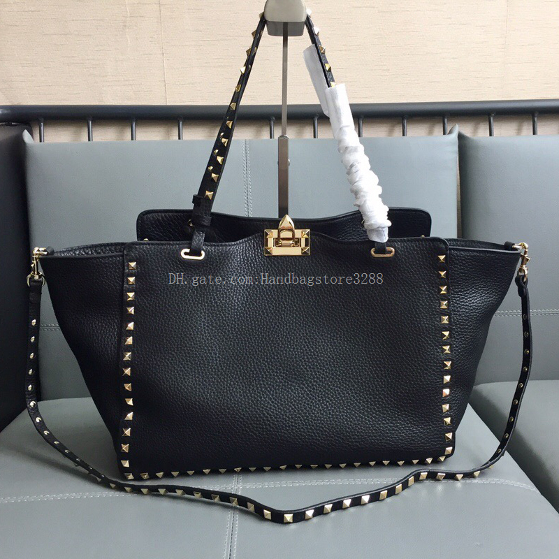 

V rock stud brand shopping bags designer Luxury totes Genuine Leather Cowhide fashion lady woman handbags Handcrafted Wholesale Shoulder Cross body New style Rivet, Box