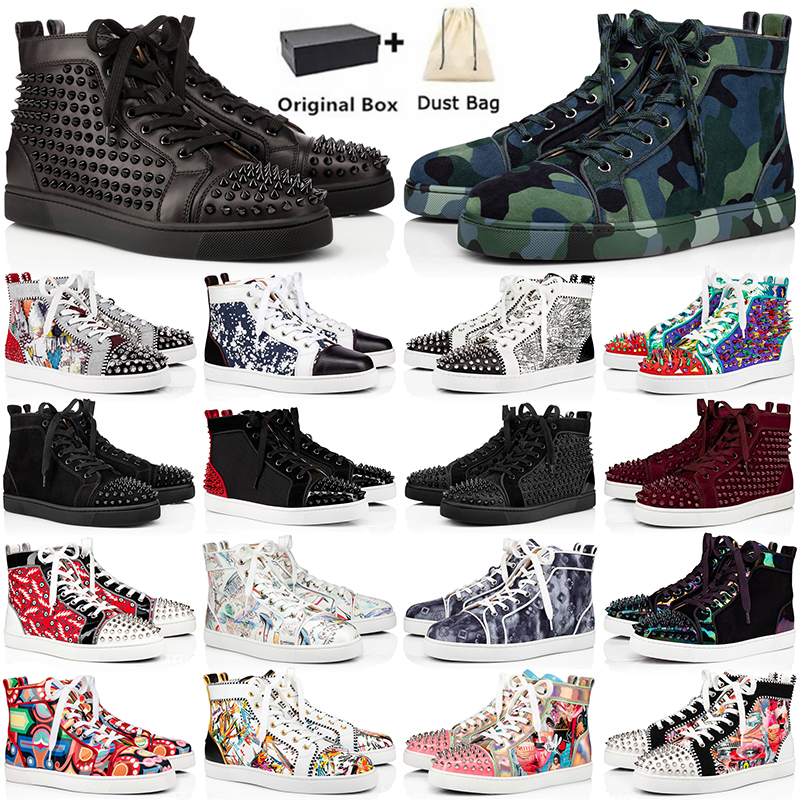 

red bottoms boots for men women boot luxurys designers high low tops studded spikes fashion suede leather black silver mens womens booties flat platform sneakers, 12