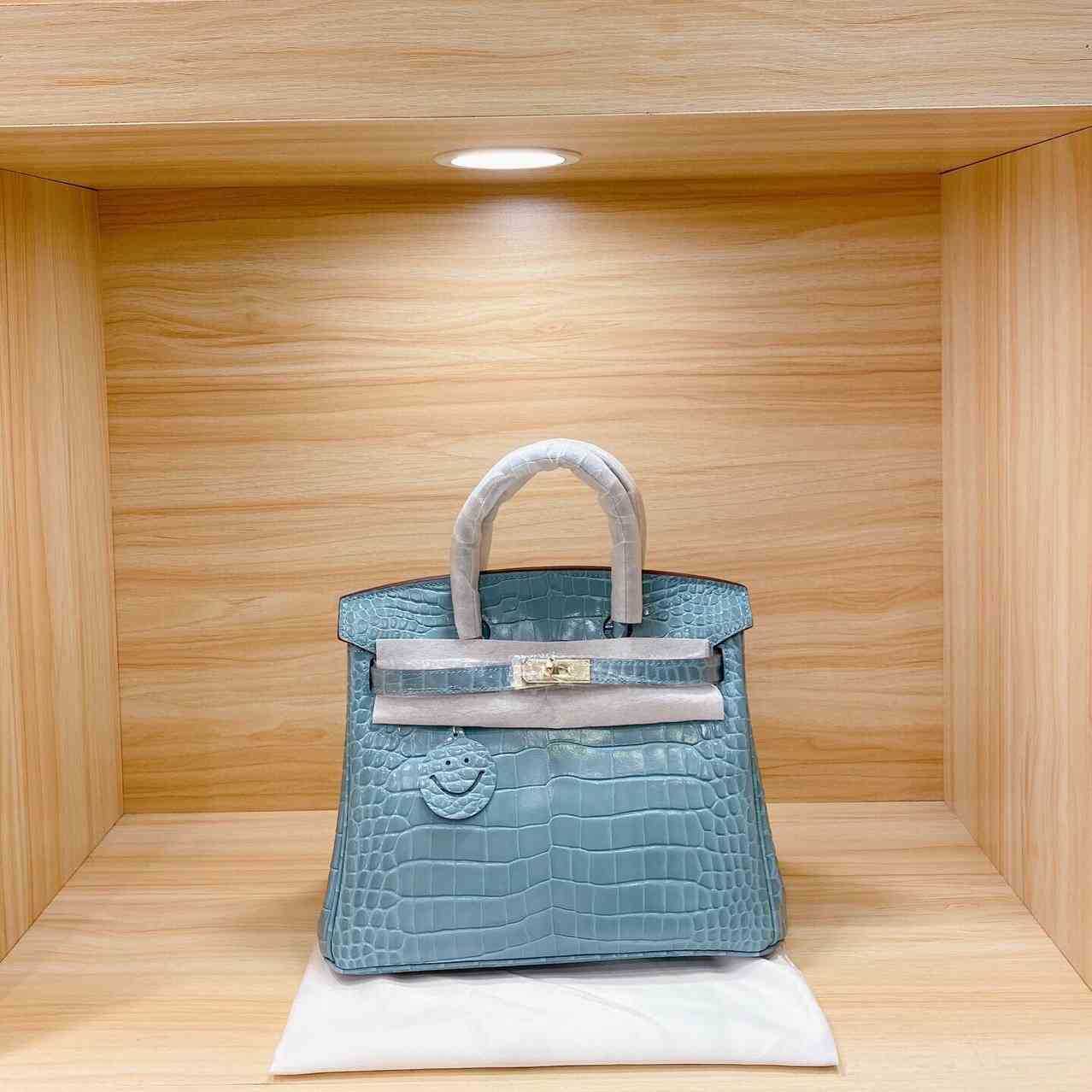 

Luxury Bags High Quality Hemess Luxurys Handbags Bag Women Square Alligator Blue Hard Handle Medium Solid Color Strap Buckle Cover Leather, 30cm