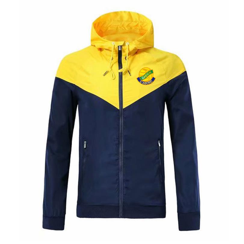 

2020 Gabon national team adult hooded windbreaker jacket winter windproof zipper Quick Dry sports hoodies soccer jacket Running Ja157e