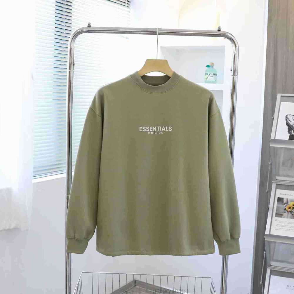 

Men' Hoodies Sweatshirts FOG Double Line ESSENTIALS High Street Small Standard Flocking Round Neck Fleece Lovers T-shirt Loose Long Sleeve, Black