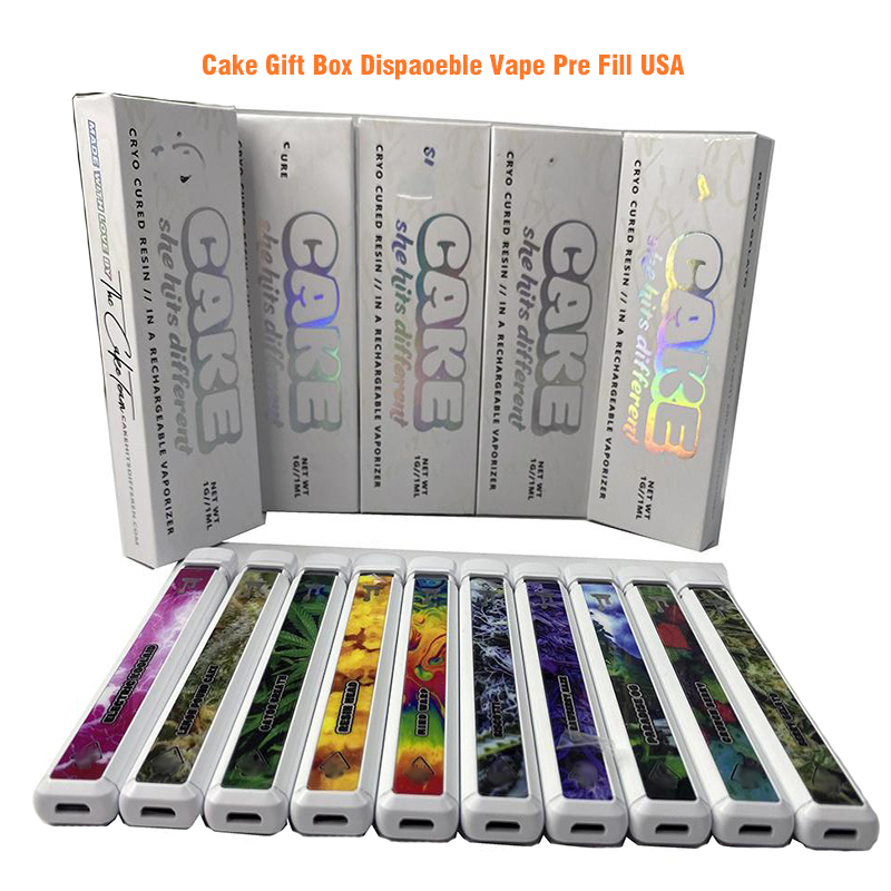 

Cake Gift Box Pre Filled Disposable E Cigarette Cake Sticks Vaporizer 1.0ML pod 280mAh Rechargeable Battery Thick Oil Carts USA Ship