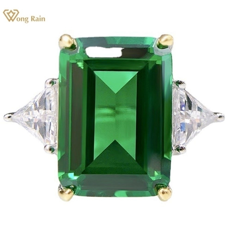 

Solitaire Ring Wong Rain 925 Sterling Silver Emerald Cut 1014 MM Created Engagement Luxury For Women Fine Jewelry Gift 221104