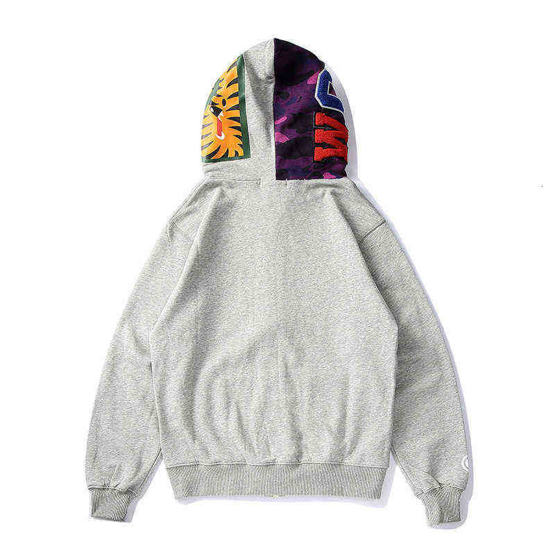 

New Factory Online Export Brand Designer mens hoodies Sweater 3d Printing Fashion Bap Camouflage Shark Hooded Cardigan Zipper Men Women, 1 black