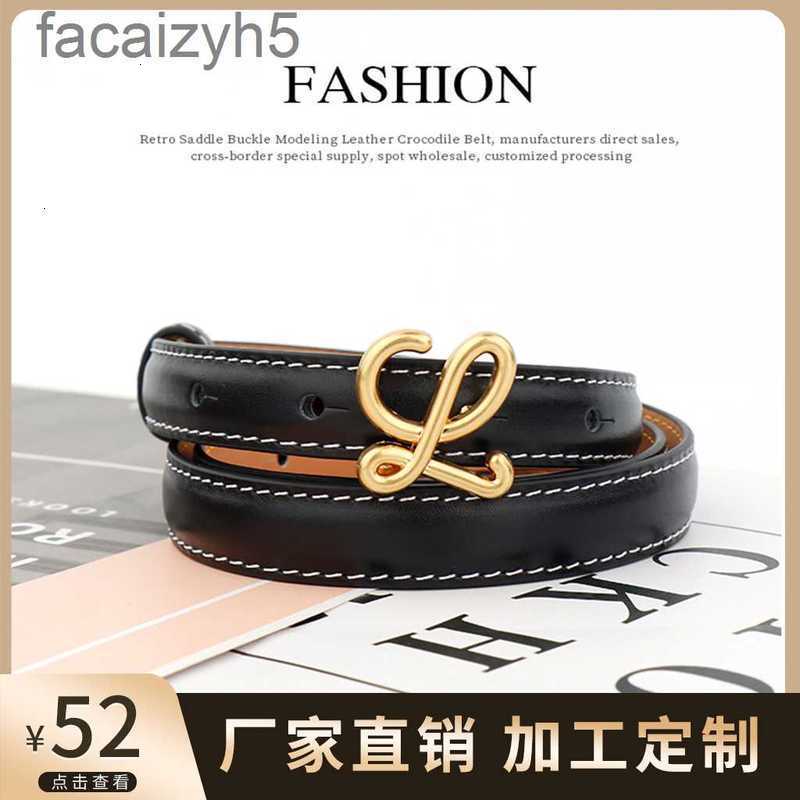 

Belts designer Versatile L letter buckle leather belt for women with pants skirt narrow waist seal hot summerSH1D, Black