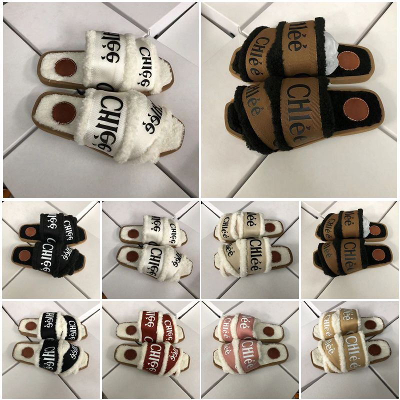 

Luxurys Designer brand Sponge Slippers Classic Flat heel Plush Winter Lazy Cartoon Big Head flops lady Slides women Long Fleece Beach slippers
