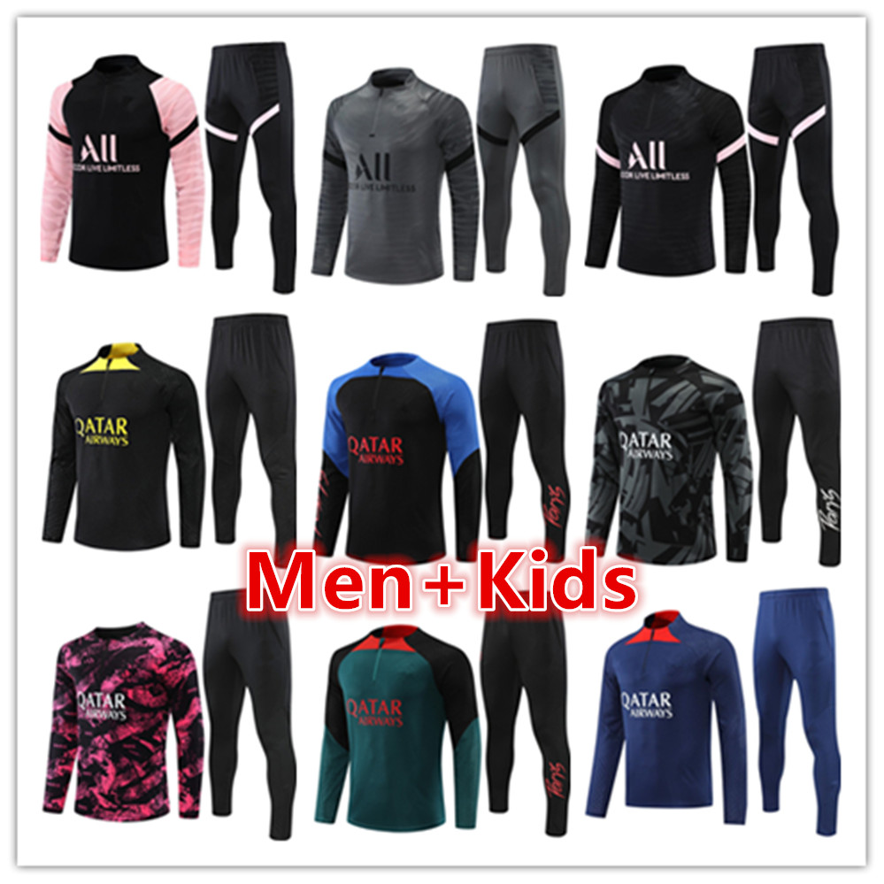 

Men kids football tracksuits training suit player version kit 21 22 23 psgs MessiS mbappe mens soccer tracksuit set jacket jogging survetement chandal futbol tuta, 18