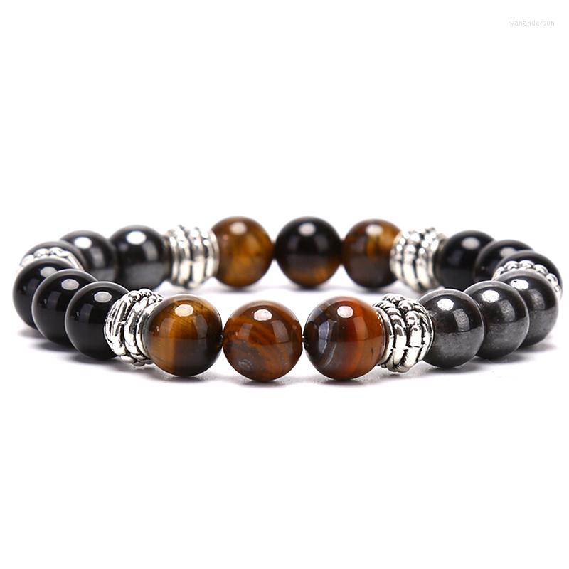

Bangle Natural Stone Bead Bracelet Tiger Eye Magic Hematite Obsidian For Women Men Girls