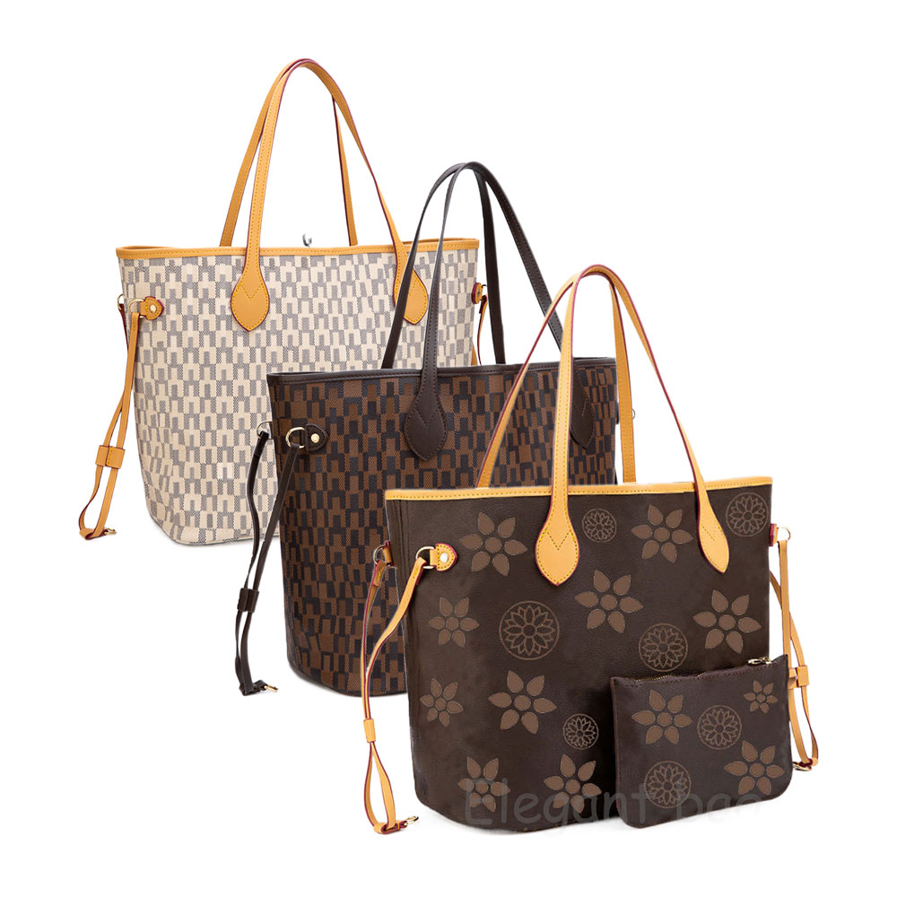 

Woman Leather Tote Fashion Handbags Luxurys Messenger composite Shopping Bag Designer Shoulder Purse Lvs MM GM Christmas Gift Classic Plaid Wallet 3color, Black