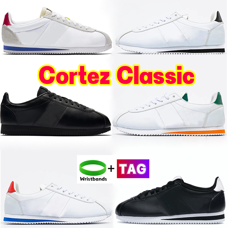 

Designer Cortez Classic Running Shoes basic men women Sneaker Forrest Gump Nylon stranger things triple black light bone white metallic gold, 16-white iridescent