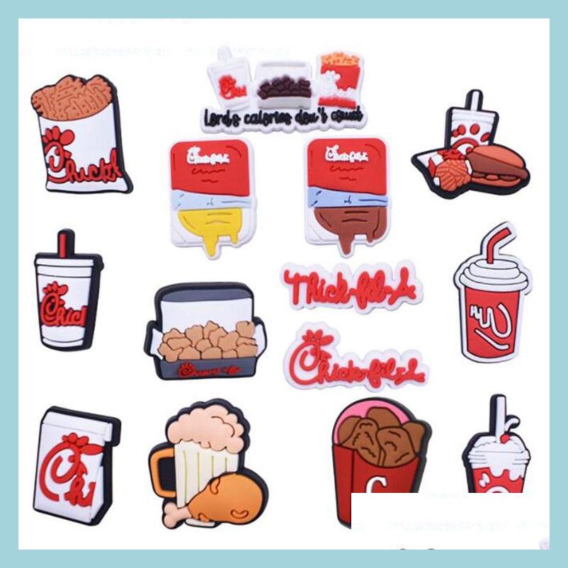 

Shoe Parts Accessories Croc Shoe Deocration Accessories Cartoon Fast Food Chick Pvc Shoecharms Buckle Party Gift Charms Fil Drop D Dhdnr