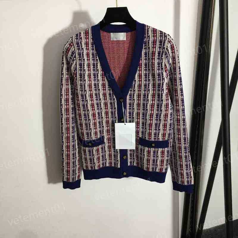 

Luxury Womens Sweaters Brand Large V-neck Knitted Cardigan Sweater With Blue And Purple Webbing Stitching Designer Sweater Women Clothing, 10