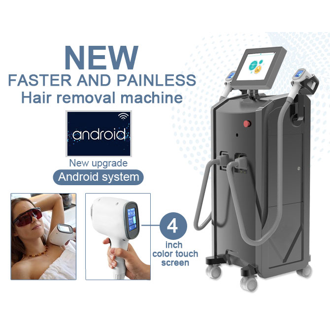 Professional Epilator Permanent Fast Hair Removal Diode Laser 755 808 1064nm 2 Handles Android Screen Salon Machines Women Men Skin Rejuvenation