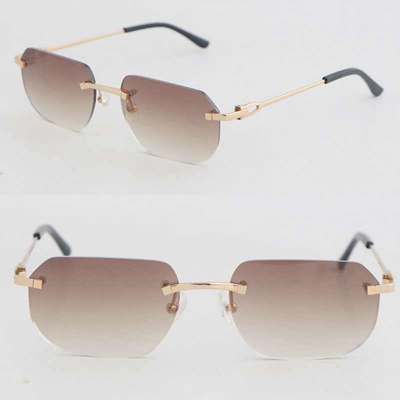 

Metal Rimless Fashion Large Square Sunglasses Woman Metal Luxury Diamond Cut glasses Designer Vintage Eyeglasses Male and Female 00500 Sunglass Size 57-20-140MM