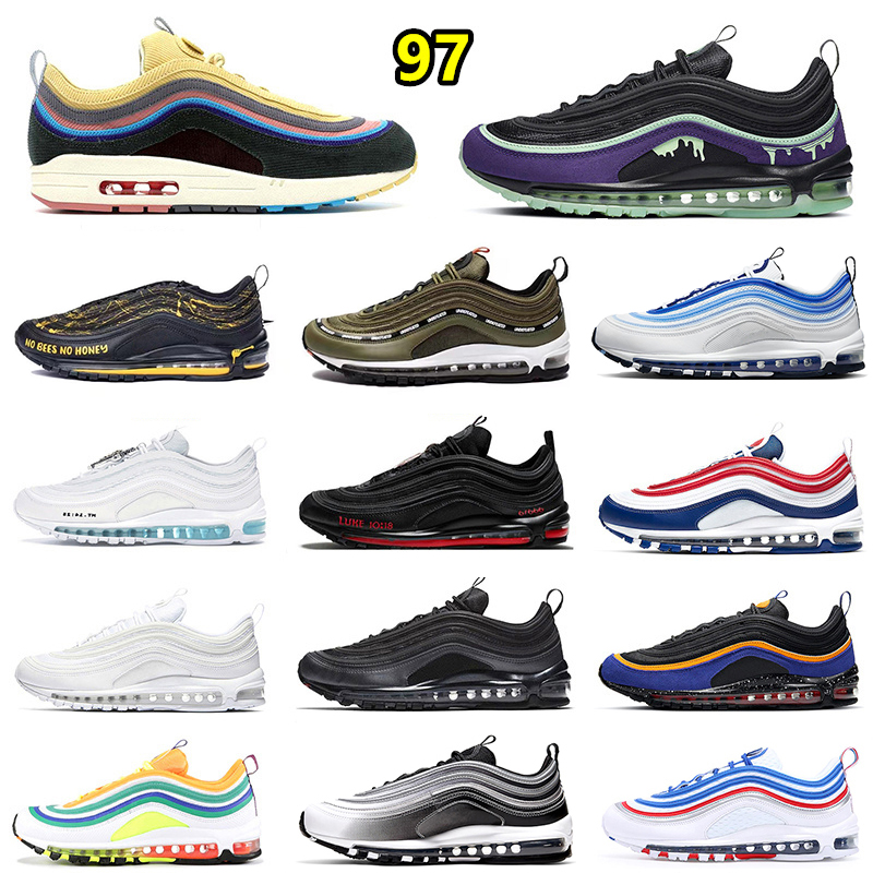 

Running Shoes 97 Sean Wotherspoon Usa Halloween Acg Italy Metallic Gold Triple White Black Max Men Women Trainers Sports Sneakers, Item#35