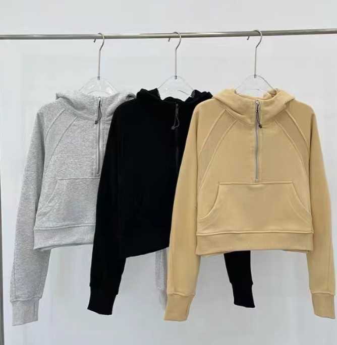 

Women' Tracksuits Lu yoga sweatshirt scuba half zip hoody Outdoor Leisure Sweater Gym Clothes Women Tops Workout Fitness Loose Thick Yoga Jackets Exercise Run 32423, Black