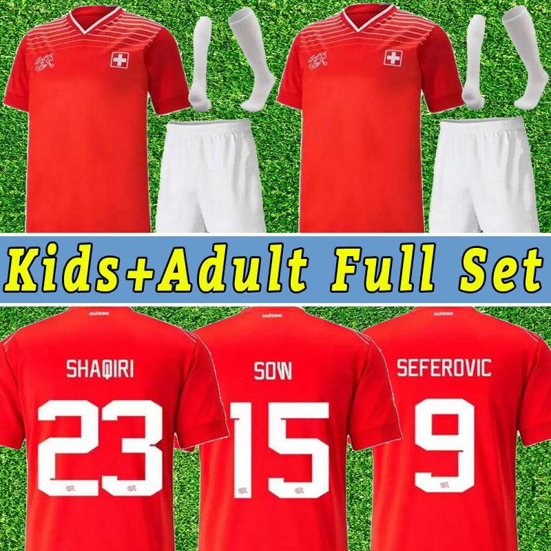 

2022 2023 Switzerland Soccer jerseys home red 22 23 suisse SHAQIRI Akanji Freuler SEFEROVIC INLER EMBOLO Away camisetas de futbol Men Kids KIT Football Shirts