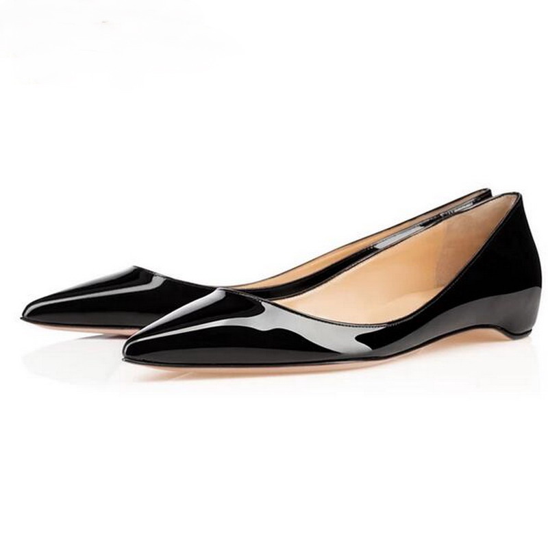 

Ballet Flats Fashion Women Shoes Black Patent New Brand Red Bottoms Flat Ballerinas Multicolor Casual Loafer Glossy Red Beige Bottom Shoe Slip On Big Size 40 41, Color 1