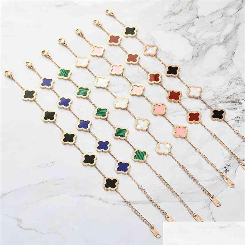 

Chain Bracelet Ins Lucky Clover Korean Version Simple Rose Student Titanium Steel Couple 18K No Hand Grass Girlfriend306N Drop Deliv Dhyxq