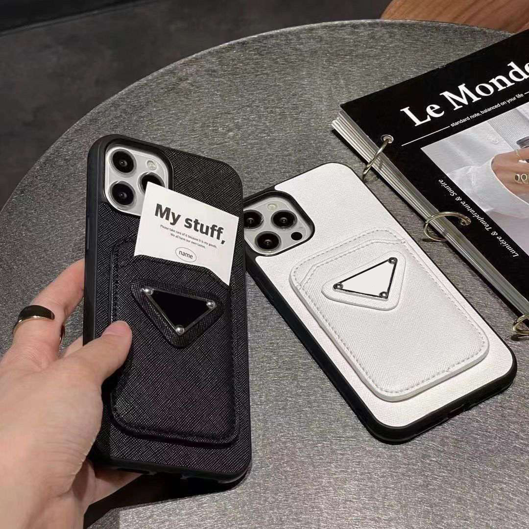 Étuis de téléphone de créateur de mode pour iPhone 14 Pro Max 13 Mini 12 ensembles11 ensembles Max Plus XS XR X PLUS L Triangle carte pratique 22
