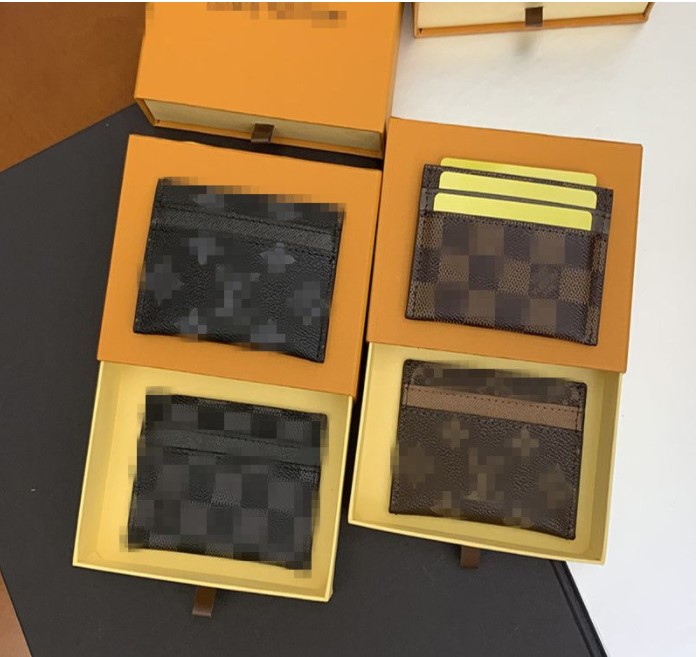 

2022 Mens Wallets Card Holders Flower grid Brown Black Men woman L mini wallet fashion Designer purse genuine leather Credit ID luxury Opening bag with box